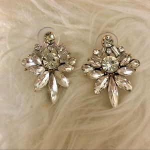 Bridal Art Deco cluster crystal statement earrings